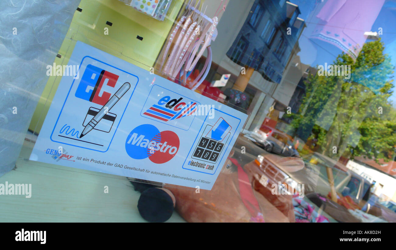 sign `paying with credit card is possible, Germany Stock Photo
